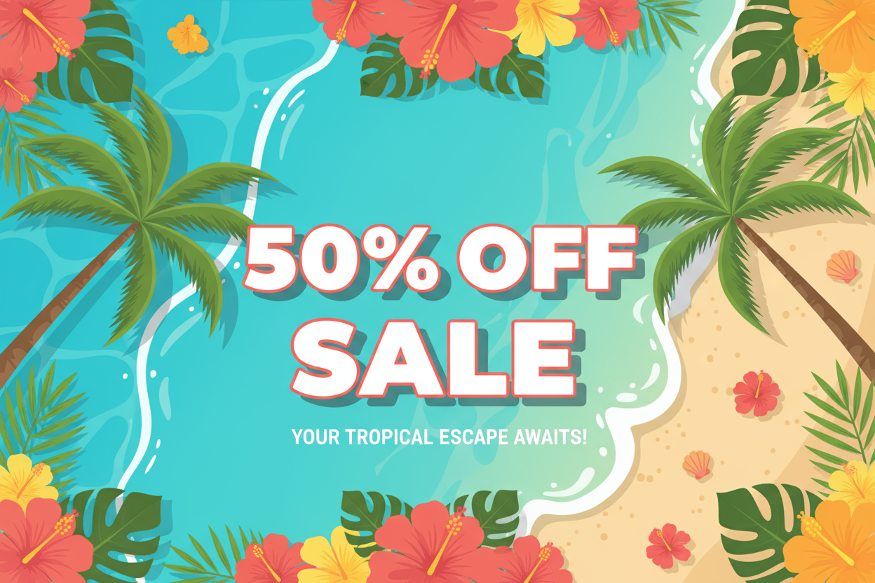 island theme 50% off sale